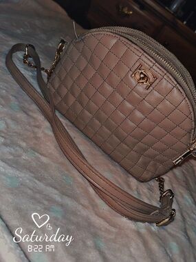 Quilted Crossbody Shoulder Bag in Taupe